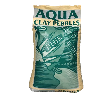 Bag of CANNA Aqua Clay Pebbles, a hydroponic growing medium designed for optimal drainage and root support.