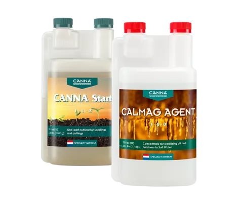 CANNA Other Products line featuring CANNA Start for seedlings and cuttings, and CANNA CALMAG Agent for balancing nutrients in soft water.